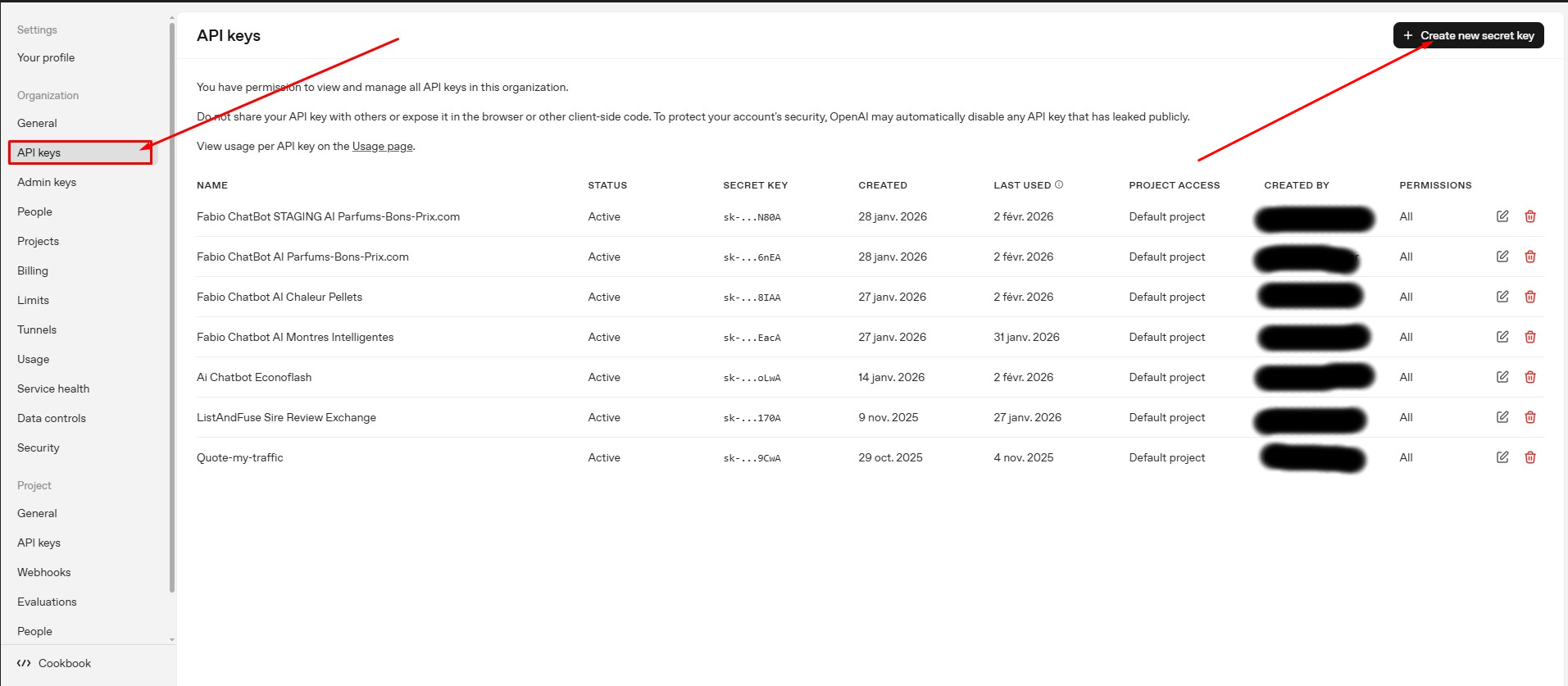Create new OpenAI API key